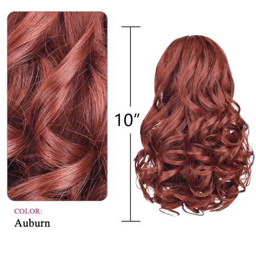 Miniatura 7 de SYXLCYGG Auburn Clip Cola de caballo Clip Cola de caballo Extensión de cola de caballo ondulado 10 pulgadas 3.5 oz pelo sintético falso pieza