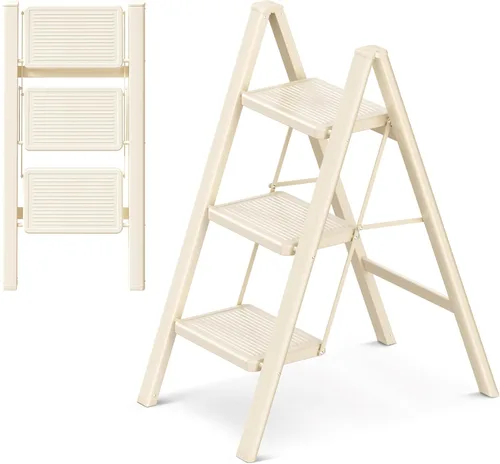 Miniatura 12 de Escalera plegable de 2 escalones con pedal ancho antideslizante, capacidad de 330 libras, escalera portátil ligera para uso en el hogar y la cocina