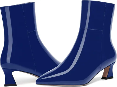 Miniatura 6 de NUMALEO Botas altas de tacón bajo grueso para mujer, con puntera puntiaguda, con cremallera, de 2 pulgadas