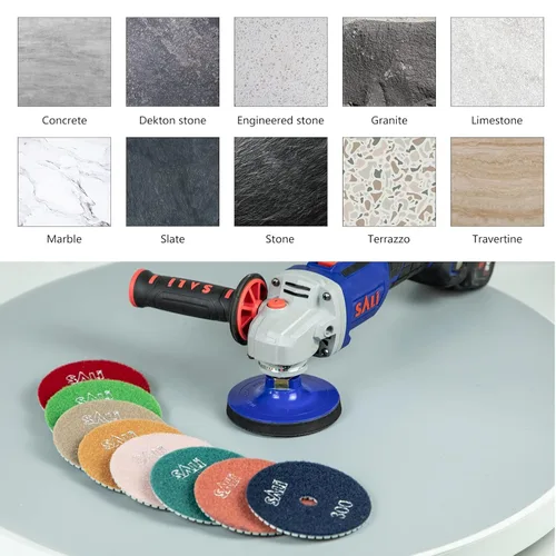 Miniatura 3 de Sali 10 unidades - Almohadillas para pulir de diamante de 4 pulgadas, kit de almohadillas para pulir piedra de granito húmedo para taladro