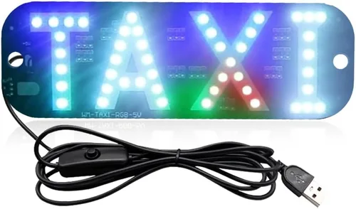 Miniatura 5 de Luz de señal de taxi botón de encendido/apagado USB, letrero LED brillante para taxi, colocación de ventana de ventosa para taxi automóvil (azul)
