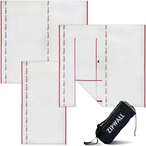 Miniatura 7 de ZipWall ZFMP ZipFast Paneles de barrera reutilizables para barreras contra el polvo, paquete múltiple
