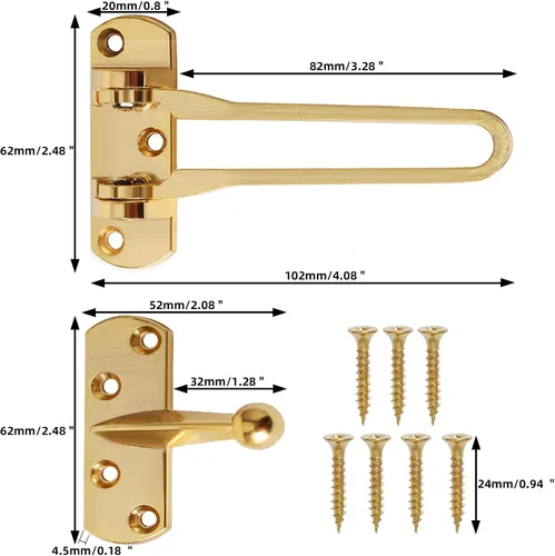 Miniatura 2 de Alise Protector de puerta de barra oscilante, cerradura de pestillo de puerta para puertas delanteras e interiores, pestillo de seguridad de puerta