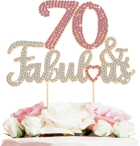 Miniatura 30 de 25 y fabulosa decoración de pastel de diamantes de imitación dorados y rosados – Feliz cumpleaños 25 años saluda a 25 años de edad, decoración