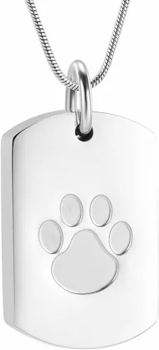 Miniatura 9 de Collar de urna de cremación para cenizas para mascotas, joyería conmemorativa de cenizas con estampado de patas, colgante de recuerdo, deja una foto