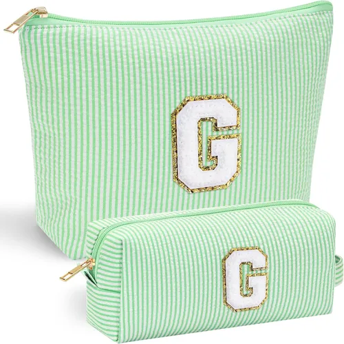 Miniatura 69 de YOOLIFE Regalos del Día de la Madre para mujeres, bolsa de maquillaje con inicial, bolsa de cosméticos, bolsa de maquillaje de viaje, regalos Rosado