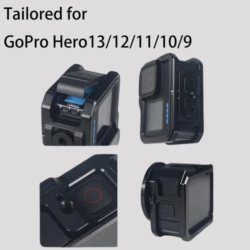 Miniatura 6 de Funda protectora de aluminio para GoPro Hero 13/12/11/10/9, estuches de marco duro duraderos, marco de carcasa de metal resistente con dedos