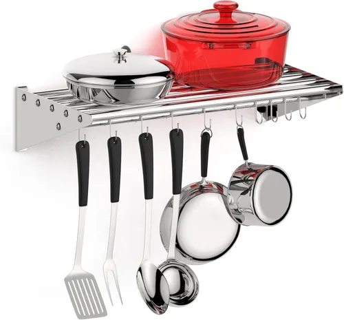 Miniatura 15 de Paquete de 2 estantes de almacenamiento multifuncionales de metal con tapa trasera para cocina, [certificado NSF] Estante de montaje en pared de Dos
