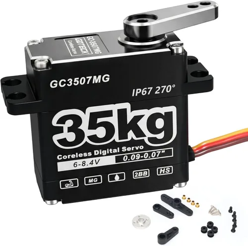 Miniatura 8 de GOTECK - Servo digital sin núcleo de 77.2 lbs, gran par de 8.4 V, engranaje de metal completo IP67, servo de dirección impermeable con servo bocina