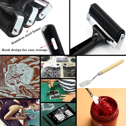 Miniatura 5 de HRJZF Rodillos de goma suave para manualidades, rodillos de sujeción para grabado, brocha, aplicador de tinta, herramienta de pintura al óleo