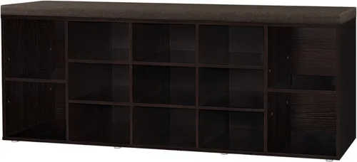Miniatura 12 de DINZI LVJ Banco de almacenamiento de zapatos con cojín, estante de cubículos con 12 cubículos, estantes ajustables, banco organizador multifuncional