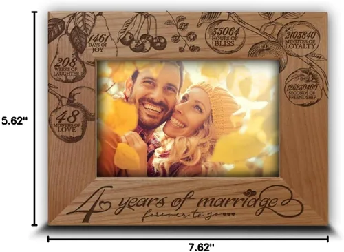 Miniatura 6 de BELLA BUSTA -4 años de matrimonio-Regalo tradicional de frutas para 4º aniversario de boda para esposa, marido, pareja - Marco de fotos de madera