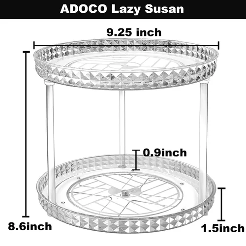 Miniatura 6 de Organizador de baño Lazy Susan de 2 niveles, organizador de maquillaje cosmético giratorio transparente de 360 grados para tocador, organizador