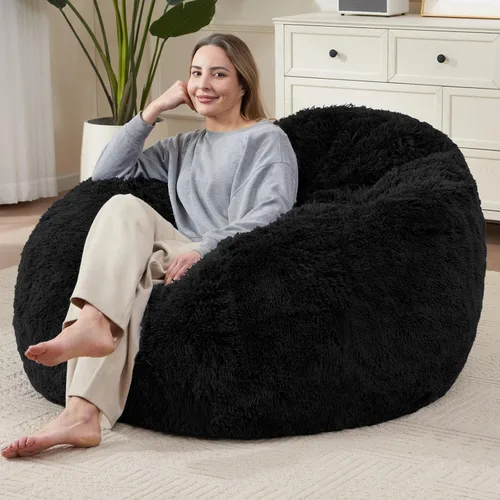 Miniatura 22 de Bean Bag Cover (No Filler) Soft Faux Fur Stuffed Animal Bean Bag Storage, Fluffy Plush Bean Bag Chair Cover Washable, Comfy Bean Bag Covers for Dark