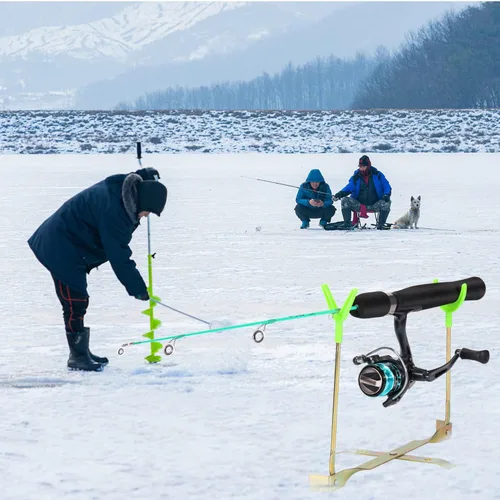 Miniatura 7 de Combo de caña y carrete para pesca en hielo Sougayilang, kit completo de equipo de pesca en hielo, incluye jig de hielo y accesorios para pesca