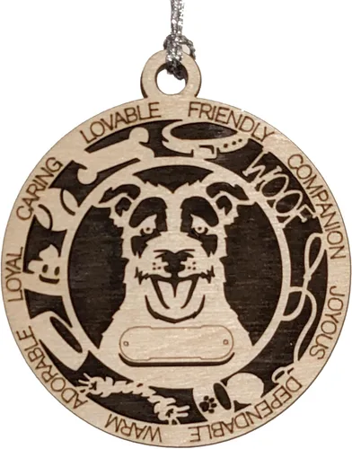 Miniatura 55 de Adorno de Navidad personalizado de madera para perro de 3 pulgadas, nombre y texto personalizables, hecho a mano en Estados Unidos, diseño de corte