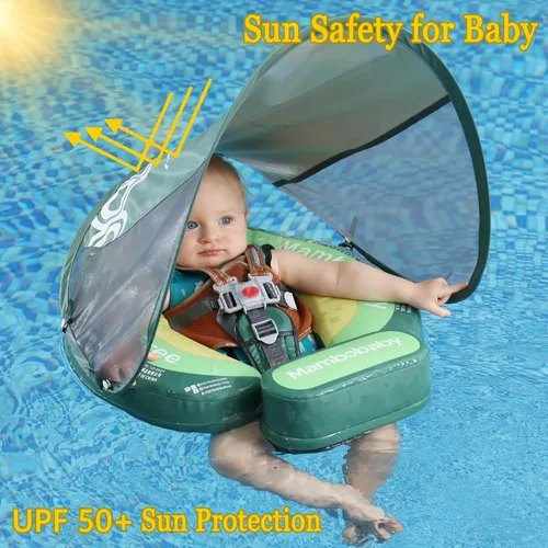 Miniatura 5 de Mambobaby - Flotador de piscina para bebé con toldo no inflable, sólido, mejorado, suave, impermeable, agradable a la piel, material de tela