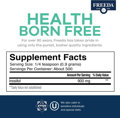 Miniatura 3 de FREEDA Polvo puro de mio-inositol – Vitamina B8 para hormonas, estado de ánimo y salud celular – Apoya la fertilidad, la concentración, la energía