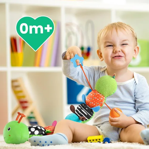 Miniatura 6 de Sumobaby Juguetes para bebés 0-6 y 6-12 meses, mariposa musical de peluche con espejo para bebé, tira de cuerda y sonajero crujiente, juguetes