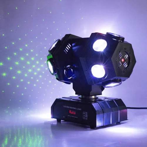 Miniatura 12 de Luz de Escenario de Cabeza Móvil RGBW 12LED Luces de Haz Giratorio Luces de Iluminación Ascendente de Escenario para Eventos Activada por Sonido