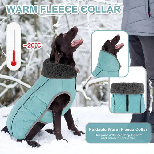 Miniatura 2 de Doglay Abrigo para Perro, Chaqueta Impermeable para Perro Abrigo de Invierno para Mascotas para Clima Frío con Cuello Peludo Grueso, Chaqueta