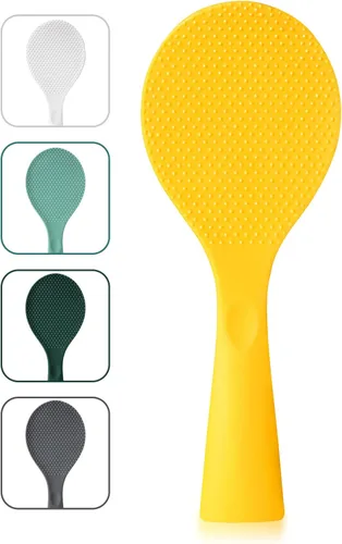 FireKylin Cuchara de arroz de silicona con paleta antiadherente y resistente al calor, cuchara para olla arrocera, cuchara para servir - Naranja