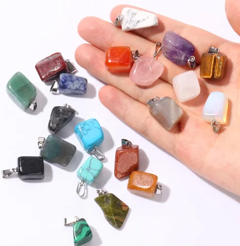 Miniatura 2 de Cadikez 12 piezas colgantes de cruz de piedra natural, cristales curativos de cuarzo chakra reiki colgantes de piedras preciosas dijes a granel