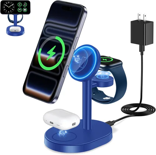 Miniatura 26 de Hevanto 25W 3 in 1 Super Fast Charging Station for Apple MagSafe Charger, Wireless Magnetic Mag-Safe Charger Stand for iPhone 17 16 15 14 13 12