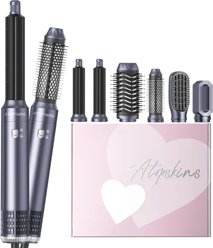Atopskins Cepillo secador de pelo 6 en 1, moldeador de aire desmontable, cepillo secador de pelo, 3 ajustes de calor, secado sin encrespamiento,