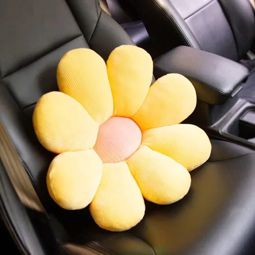 Miniatura 2 de Linda almohada de apoyo lumbar para automóvil, margarita beige, cojín de asiento de apoyo de espalda de cintura, 1 unidad Beige Flower- Almohada