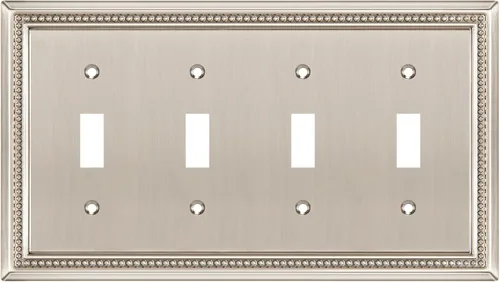Miniatura 32 de Henne Bery Sunken Pearls - Placa de pared decorativa resistente para interruptor, cubierta para tomacorrientes (doble dúplex, níquel satinado)