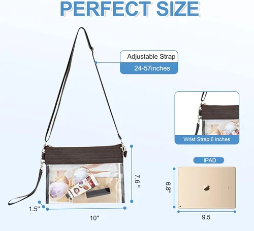 Miniatura 4 de USPECLARE Bolsa transparente aprobada para estadios, bolsa cruzada transparente para trabajo, conciertos y deportes