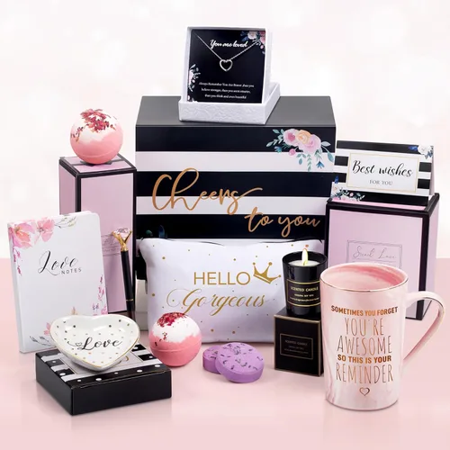Jumway Cesta de Regalo de Cumpleaños Para Mujeres 11 Regalos de Cumpleaños Únicos Para Ella, Mamá, Amigas, Hermana, Compañera de Trabajo, Esposa,
