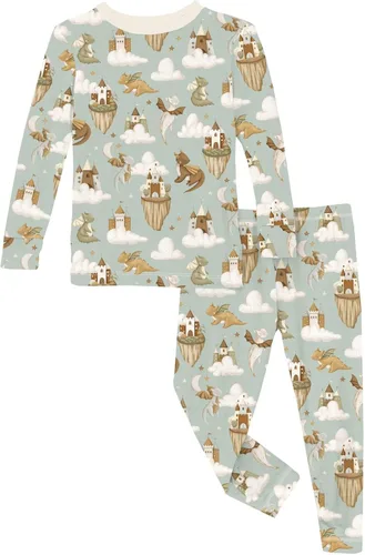 Miniatura 73 de KicKee Pants Conjunto de pijama de manga larga con estampado de piezas