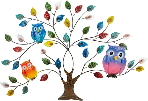 Miniatura 13 de dreamskip Arte de pared de árbol de la vida, decoración de pared grande para exteriores de 28 pulgadas con mariposa, arte de pared de metal hecho a