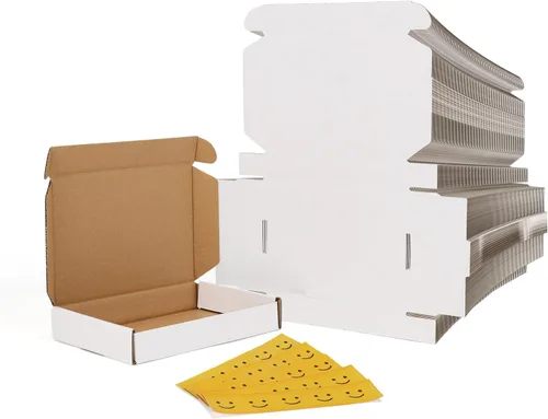 Miniatura 22 de RLAVBL Juego de 25 cajas de envío de 10 x 8 x 3, caja de cartón corrugado blanca para embalaje, correo, negocios Blanco