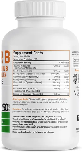 Miniatura 2 de Bronson Complejo de Vitamina B Super B 100 de Liberación Sostenida Contiene Todas las Vitaminas B (Vitamina B1, B2, B3, B6, B9 - Ácido Fólico, B12)