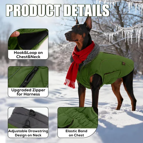 Miniatura 2 de EMUST Chaquetas de invierno para perros, abrigos de clima frío para perros, chaquetas de invierno suaves para perros medianos y grandes, chaleco