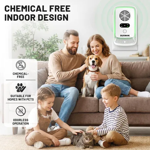 Miniatura 8 de Repelente ultrasónico de plagas para interiores, paquete de 6 – Dispositivo electrónico repelente de ratones y roedores, repelente de ratas