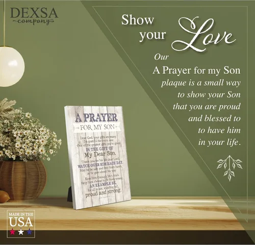 Miniatura 3 de DEXSA Placa de madera con texto en inglés "Son Praying", fabricada en los Estados Unidos, 6 x 9 pulgadas, marco vertical para decoración de pared