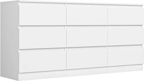 Miniatura 20 de Vibe & Dine Cómoda doble de 8 cajones, cómoda de madera moderna con amplio almacenamiento para armario, dormitorio, sala de estar, color negro