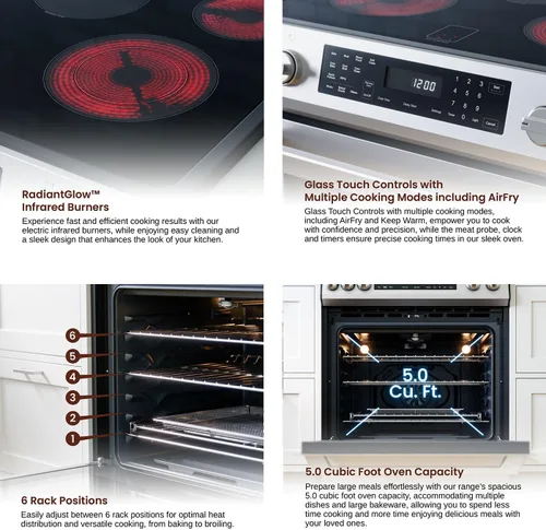 Miniatura 4 de Rangaire RRE303GS Estufa Eléctrica con Horno de Cristal Táctil de 30" - Acero Inoxidable, Quemadores Infrarrojos, Convección Verdadera