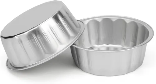 Miniatura 3 de Beasea Ramequines con tapas, 8oz 50 unidades de tazas de aluminio desechables para hornear, tazas de papel de aluminio plateado para creme brulee