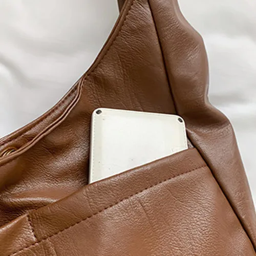 Miniatura 5 de Bolso de hombro para mujer de cuero suave de moda casual multifuncional con múltiples compartimentos