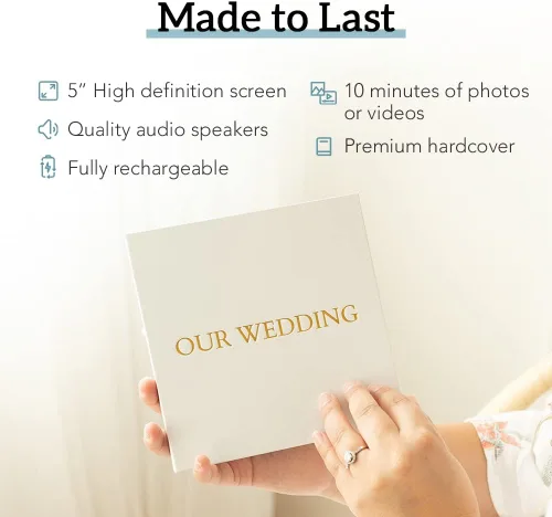 Miniatura 4 de Heirloom Video Book - Pantalla HD de 5 pulgadas para regalo de memoria personalizada, boda, cumpleaños, Navidad, aniversario, recuerdo de fotos