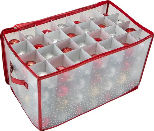 Miniatura 8 de Simplify Organizador de adornos de 27 unidades Dorado Capacidad para 27 adornos Almacenamiento de Navidad Peso ligero Dimensiones: 12.2 x
