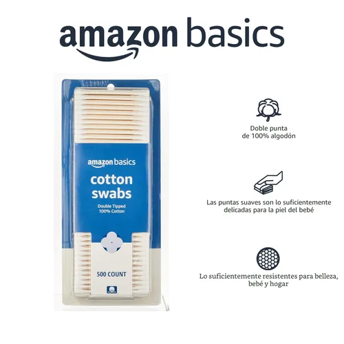 Miniatura 3 de Amazon Basics Hisopos de algodón para higiene personal y cuidado del bebé, 500 unidades, 1 paquete