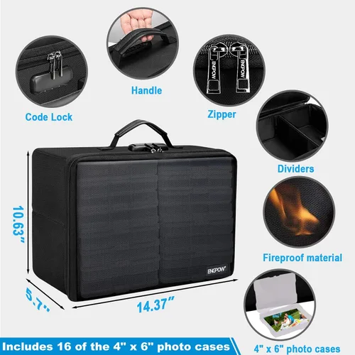 Miniatura 3 de ENGPOW Banco otomano de almacenamiento de 30 pulgadas, banco de almacenamiento plegable ignífugo+caja de almacenamiento de fotos con 16 interiores