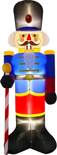 Miniatura 7 de Paquete de 2 soldados cascanueces de 8 pies para decoración de porche inflable de Navidad para decoración al aire libre, patio, jardín, césped