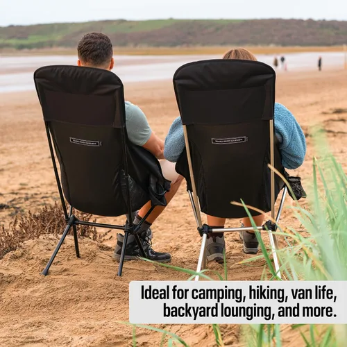 Miniatura 6 de TSE HC100 Silla de campamento, silla plegable ligera de 3.36 libras con soporte para tazas, portátil y fácil de transportar para campamento, playa